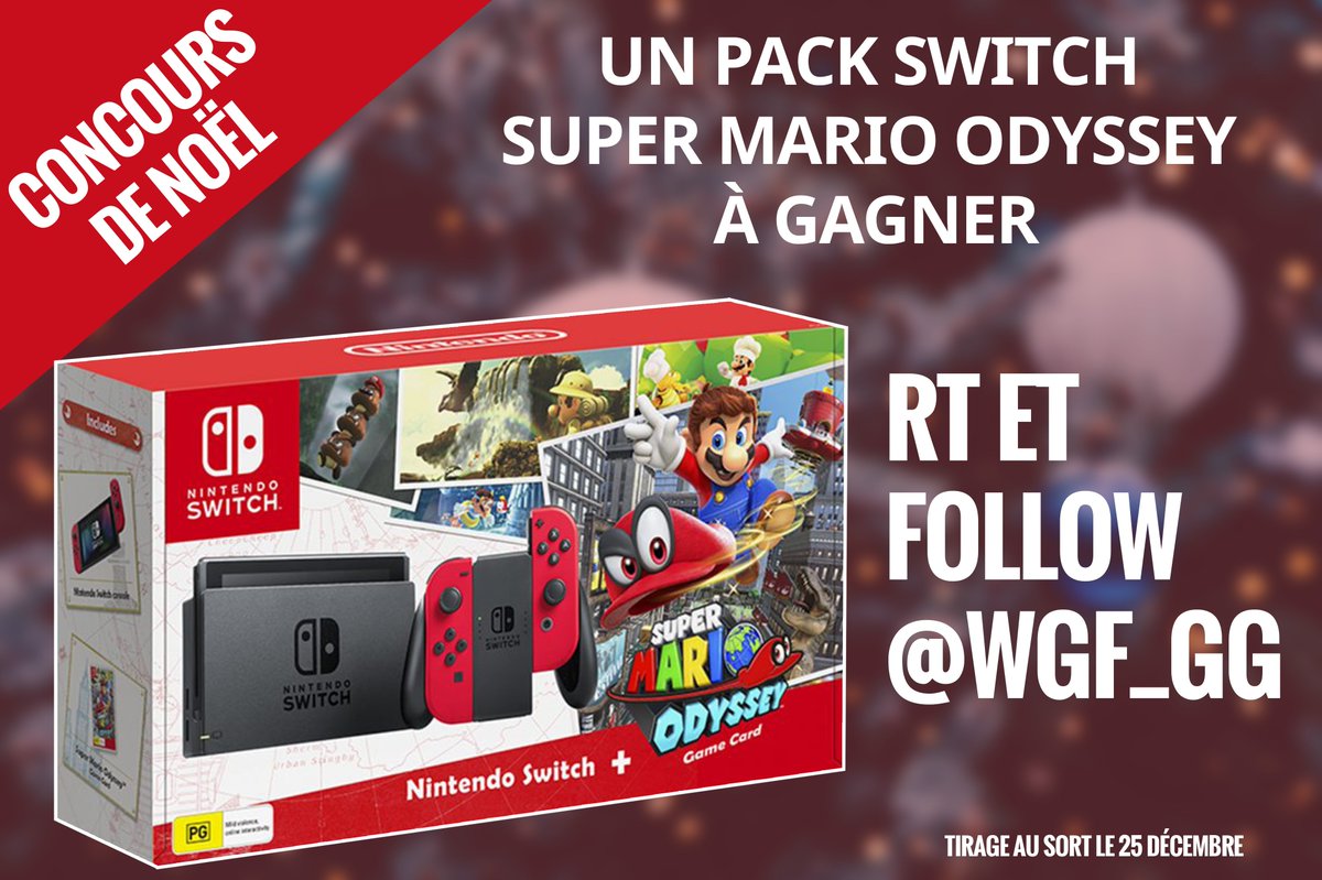 WGF_GG's tweet photo. 🎄#CONCOURS🎄

Pour noël, World Gaming Federation vous offre un pack #NintendoSwitch + #MarioOdyssey !

 ⚠️ Pour participer RT + Follow @WGF_GG ⚠️

On vous souhaite de bonnes fêtes !🙌 https://t.co/x0JEf6XPKB