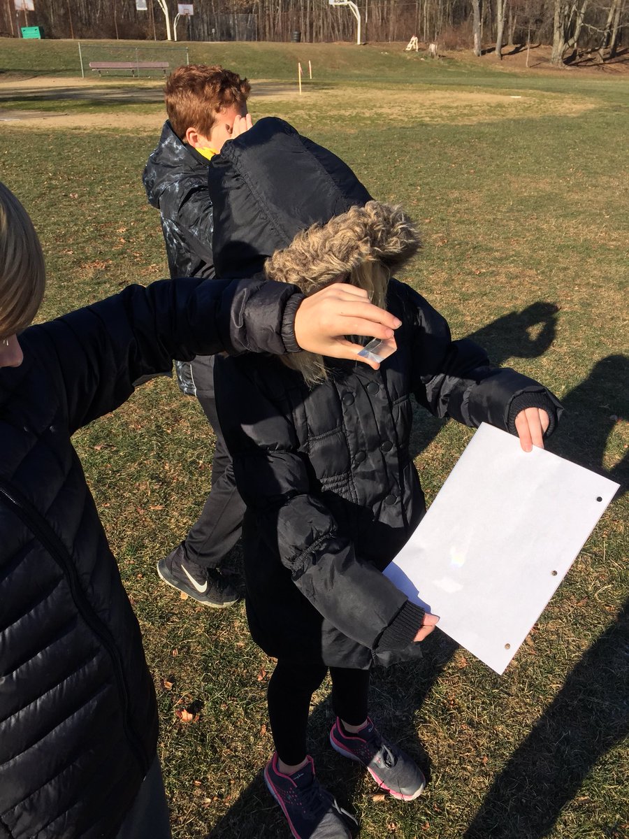 MrsKeating12's tweet photo. A perfect sunshiny day for experimenting with prisms. Even if it was bitter cold! #spectrumoflight #refraction #lightbehavior https://t.co/F9QRqTVmDS