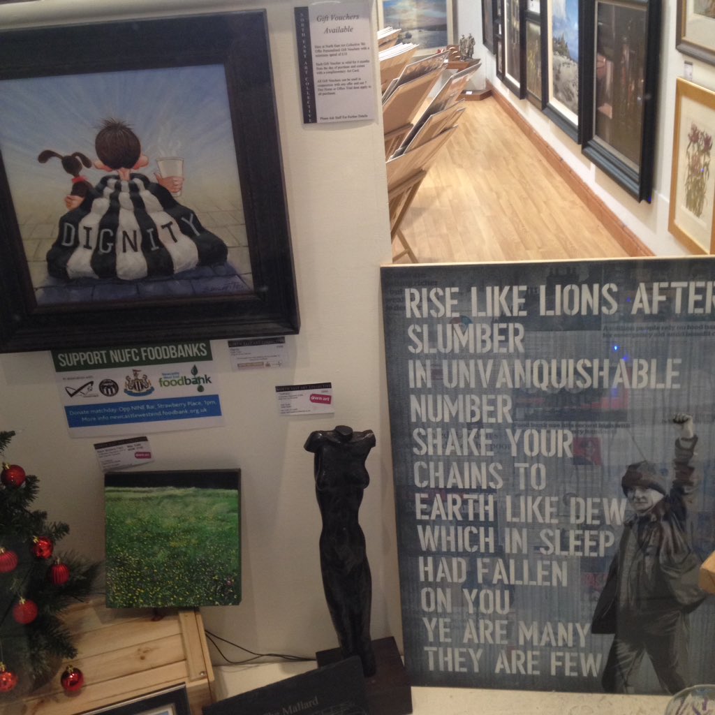 BillCorcoran5's tweet photo. Great pictures in North East Art Collective @NorthEastArtCol and helping @nufcfoodbank with art for sale and auction. Bids to me for the original "I Daniel Blake" piece by @Serann_art Currently £350....it's worth ten times that!! https://t.co/8553XxpBU1