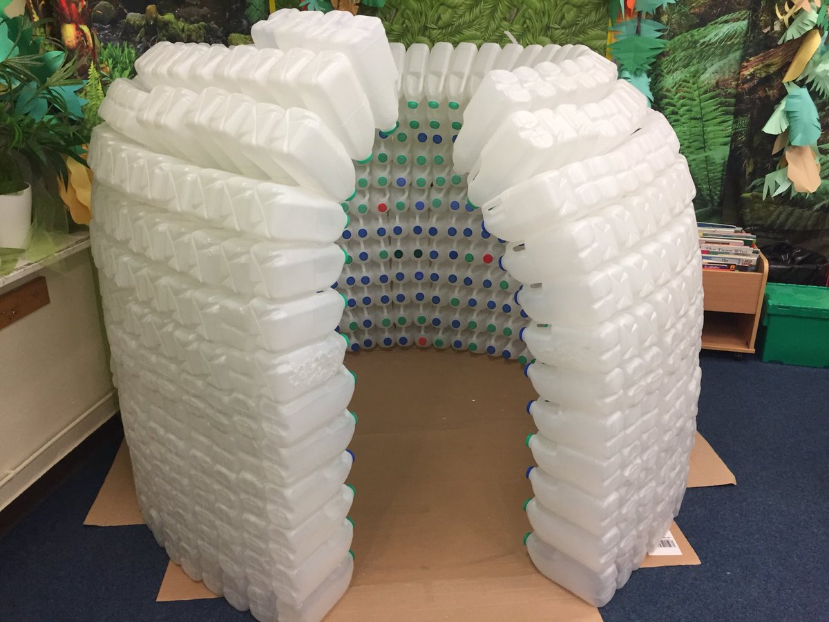 EastWhitbyPA's tweet photo. Loving the new addition to our library.  Year 2 staff have done an amazing job of making a milk bottle igloo. Almost there now! https://t.co/vH5pkV0t8R
