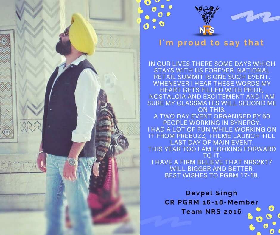 NRS_SIMSR's tweet photo. This Testimonial Friday we are featuring the kind words of our Team Head of NRS 2016, Devpal Singh. Thank you for sharing your valuable insights with us.

#NRSTESTIMONIALS #NRS2017 #PGRM201719 https://t.co/JgGqXbN3lF