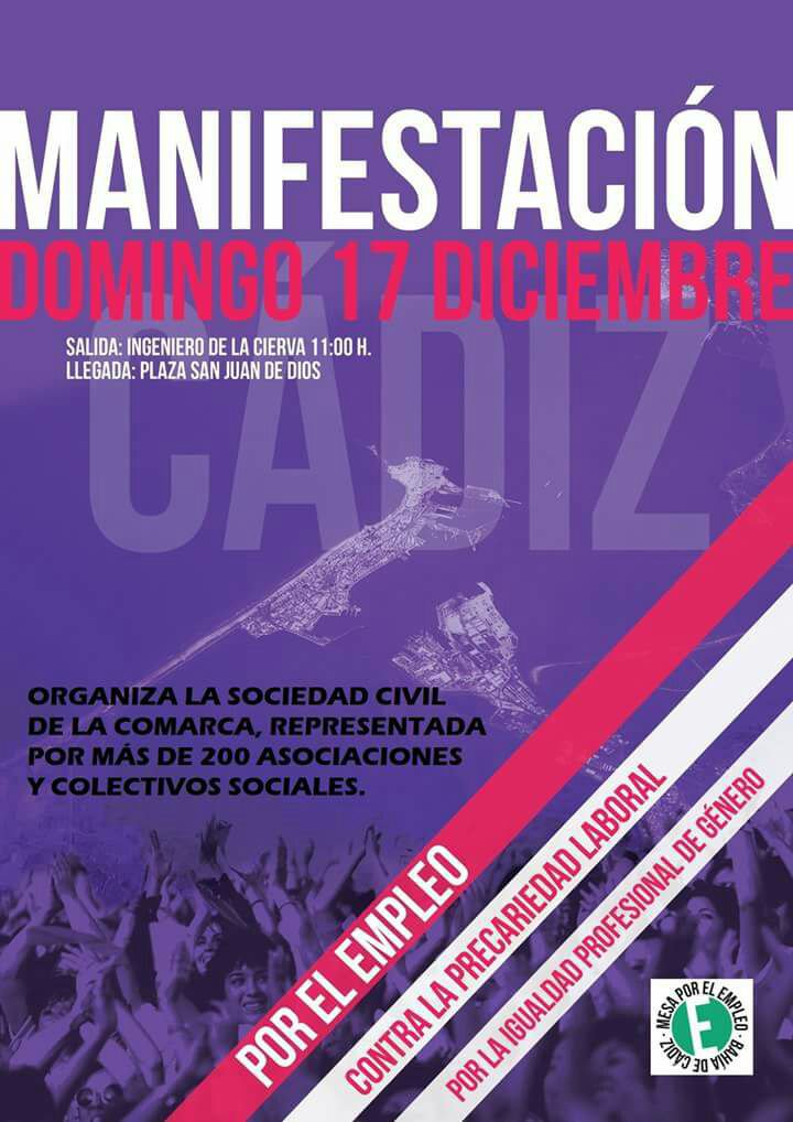 PodemosCadiz's tweet photo. La Mesa por el Empleo organiza una gran manifestación para reclamar bien fuerte que queremos tener futuro. https://t.co/LCOrBVmzZ3