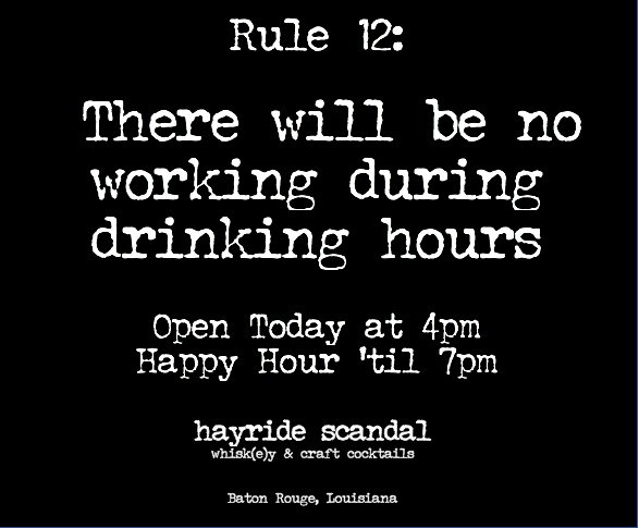 hayridescandal's tweet photo. #HayrideScandal #OpenAt4pm #Whiskey #Cocktails #Bourbon #BatonRouge #GeauxBR #GetInMyBelly 25 https://t.co/ceHoWDEDio