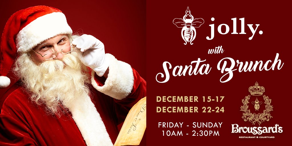 BroussardsNOLA's tweet photo. Eat, drink &amp; be jolly! 🐝 #Santa is coming to Broussard's starting next Friday! Make your reservations today: https://t.co/jKpqNtl58y Valet available! #nola #brunch https://t.co/21LHc9e7o5