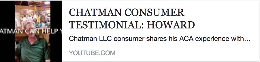 ChatmanLLC's tweet image. Watch to find out what a healthcare navigator is and how we can help you find affordable health insurance! Take advantage of our FREE SERVICES! The deadline is December 15 to get enrolled in the Marketplace!
youtube.com/watch?v=nqgLiC…