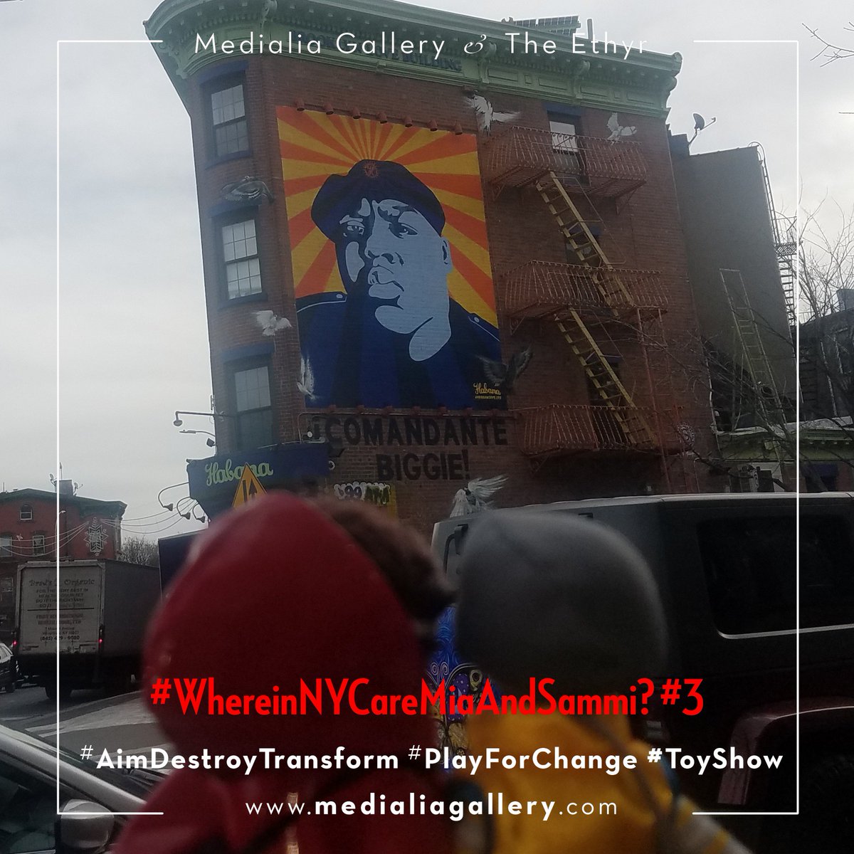MedialiaGallery's tweet photo. @Lottie_dolls @LetToysBeToys @The_Ethyr @VsTheBadGuys @onjena @WomeninComicsNY @LockettDown @NelsonX @greyrevealed @RJacksonART @StoryboxInk @ArgonautResins @TheJellyEmpire @johnathansoul @MSHINDOKUUMBA @kimdolion @blasianbroad @TracyMothershe1 @kilroysattic @TayloredCurios @ALDreDay @cfgodwell @therealDaShen @NiaTahani @OBABYBOT @SipsTeaParty @SlovenlyGamer @PopulistDemand #WhereinNYCareMiaandSammi? #3: #Raffle Question: What #Brooklyn neighborhood did #MiatheWildlifePhotographer and #SammitheJuniorReporter visit to see the #ComandanteBiggie #mural?
Hint: It's on the corner of #Fulton and #Portland.
https://t.co/lyw26aO8xZ https://t.co/678BXNR5sq