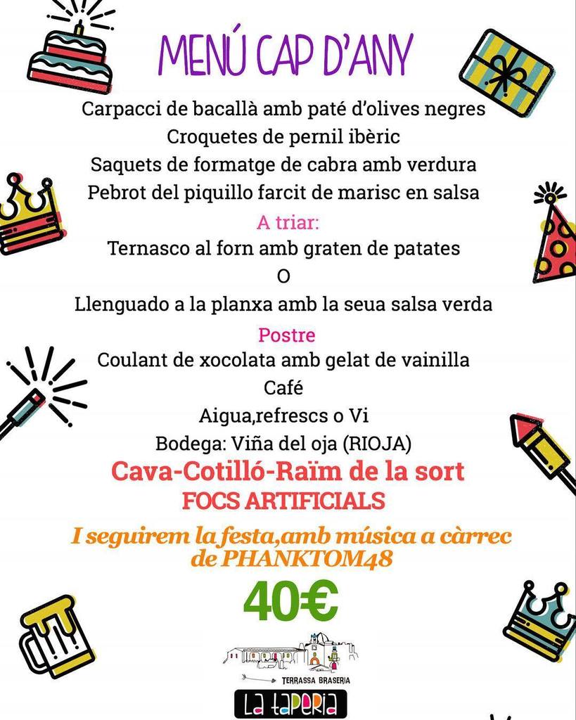 Vine a passar un Cap d’any especial e inolvidable a La Taperia de l’Ermita.
Ambient acollidor, campanades, cotilló, raïm i música!!
Reserva taula ja al 638 820 851.
#benvingut2018