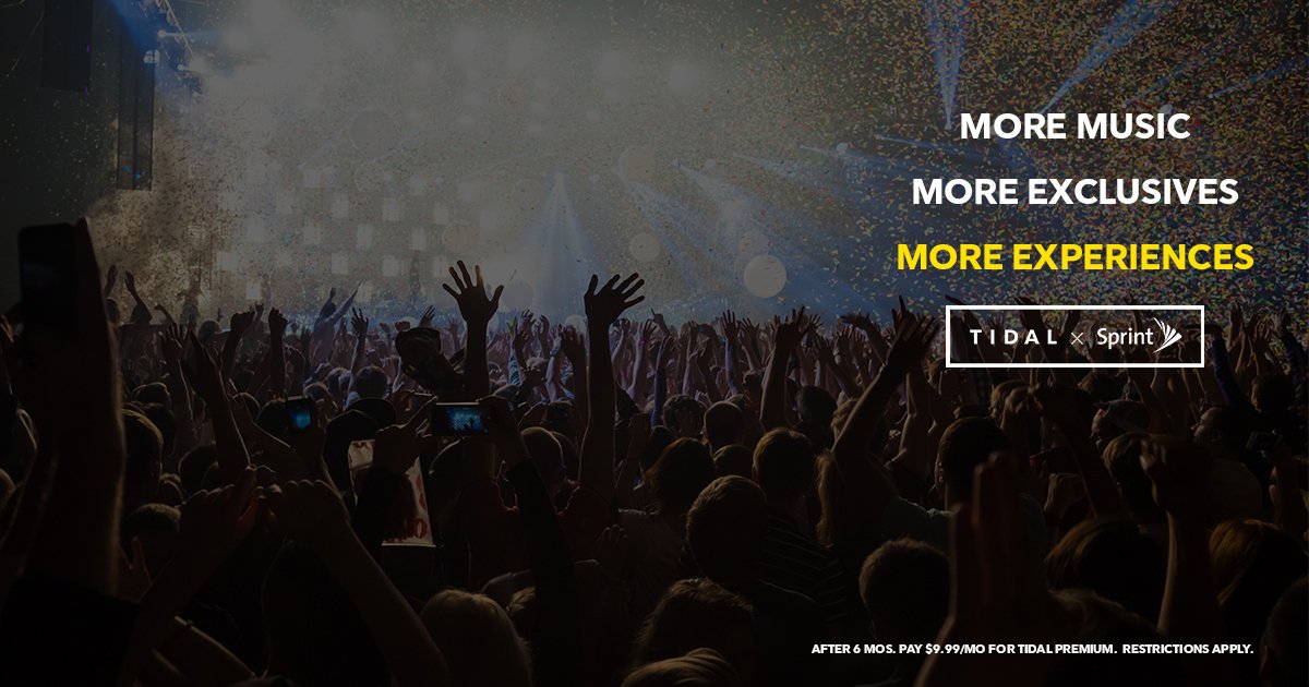 Sprint customers: enjoy 6 mo. of exclusive <a href="/TIDAL/">Tidal</a> HiFi content, on us!  #TIDALXSprint