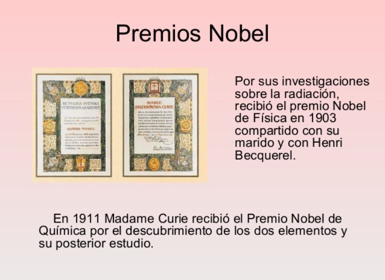 Resultado de imagen para marie curie premio nobel
