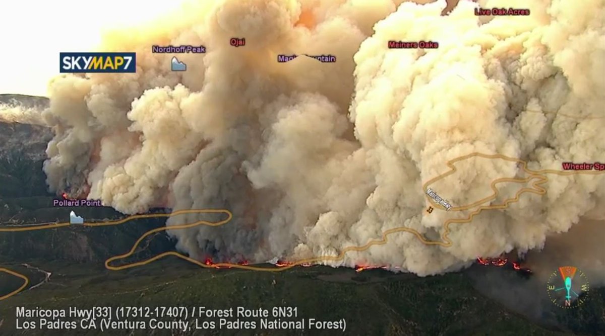 Smoke is seen taking over Los Padres National Forest in Ventura County -Thomas Fire    