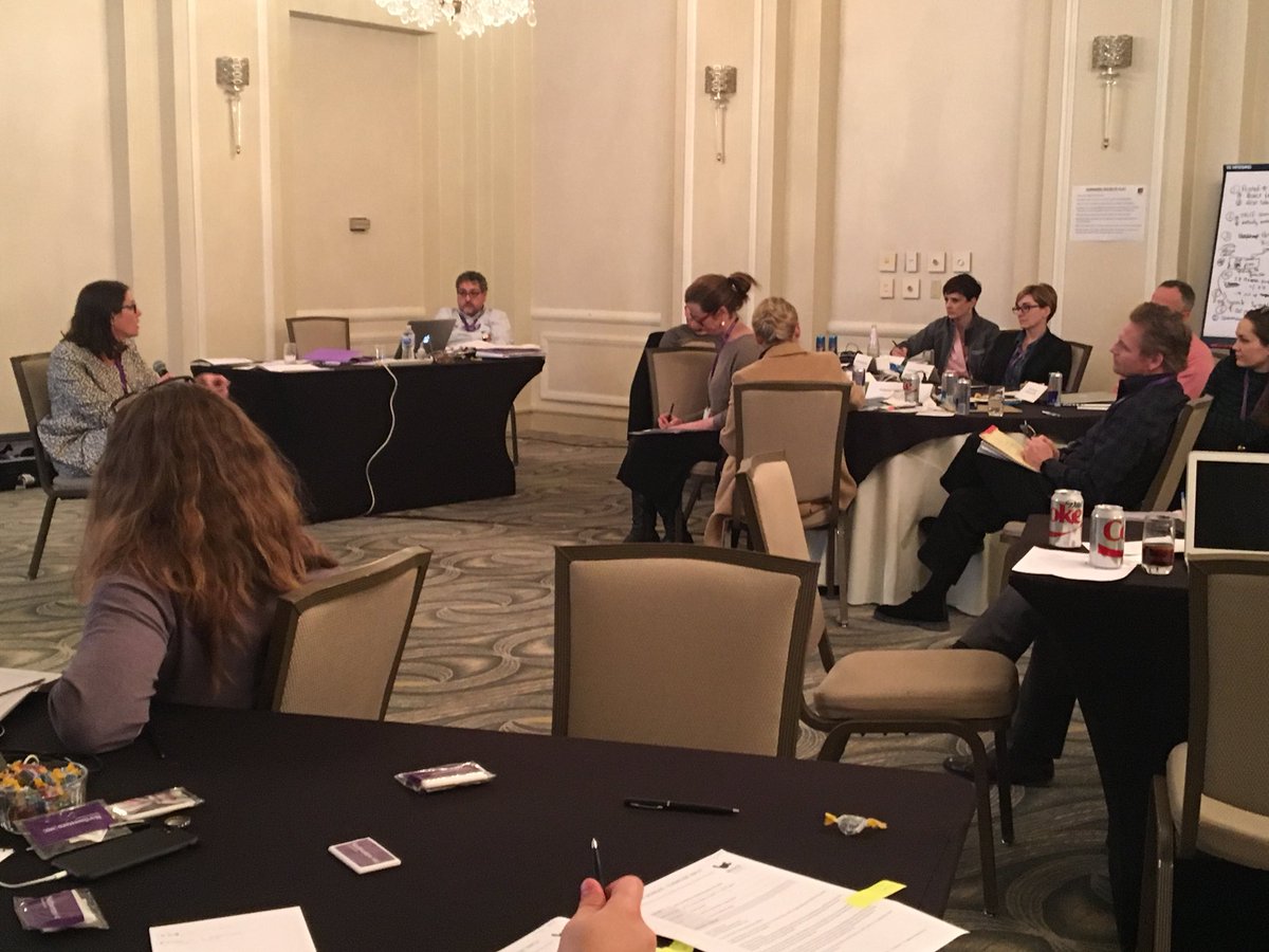 NorthwesternMSC's tweet photo. Hybrid Leadership Program students debriefing with @Michelle_Shumat after an exhilarating crisis simulation at our December in residence. #LearnThenDo #MSCHLP18 https://t.co/xvgMu2pdKn