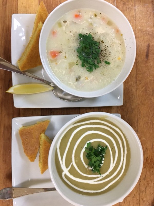 QueenGypsyPub's tweet photo. Tonight at queen qypsy.... avgolemeno (a greek lemon chicken rice soup) as well as leek and potato! Merry Christmas and warm nights! https://t.co/RQkgqOfVCc