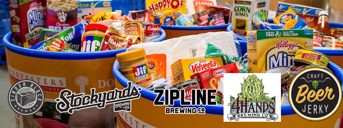 BierStation's tweet photo. All day Friday, Dec. 15: @HarvestersORG Happy Hour. Bring in a food item and earn discounted pours on @cinderblockbrew, @StockyardsBeer, @4HandsBrewery, @ZiplineBrewing. Plus, $1 from each sale of @craftbeerjerky. https://t.co/w8H1hhGVPq