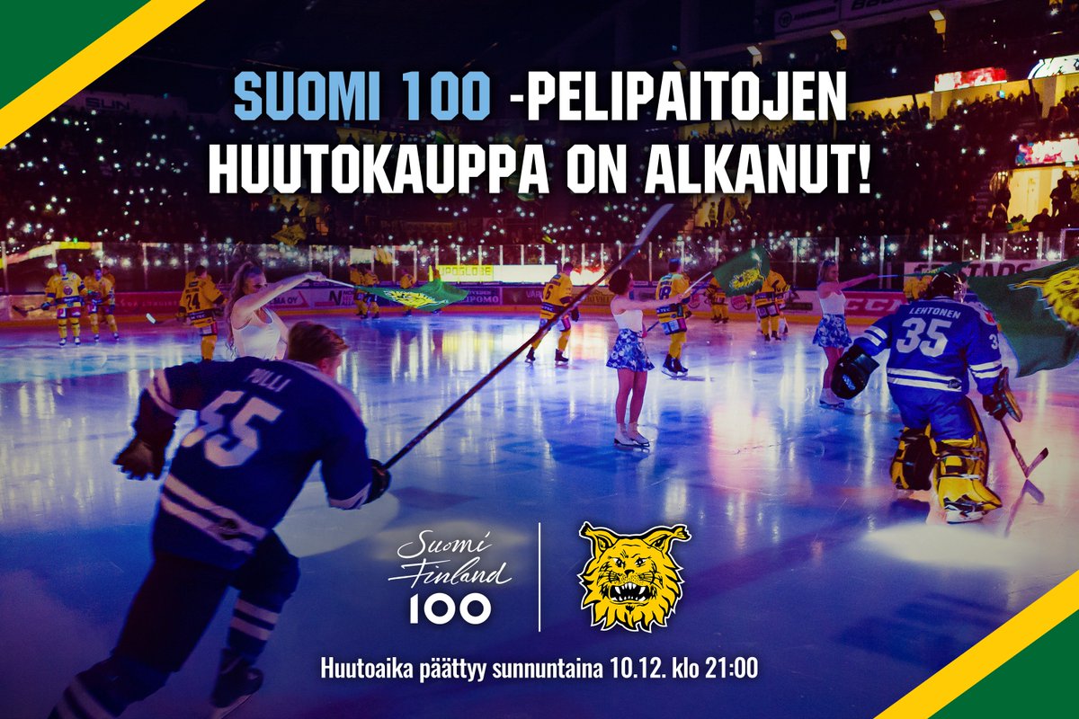 Suomi 100 -pelipaitojen huutokauppa on alkanut!

Osallistu ja huuda itsellesi Ilveksen historiallinen sinivalkoinen juhlapaita. Eemeli Suomen pelipaidan #100 tuotto lahjoitetaan lyhentämättömänä Raipe-rahastoon!

#Ilves #Liiga #Suomi100

Huutokauppa: bit.ly/2AnetkK