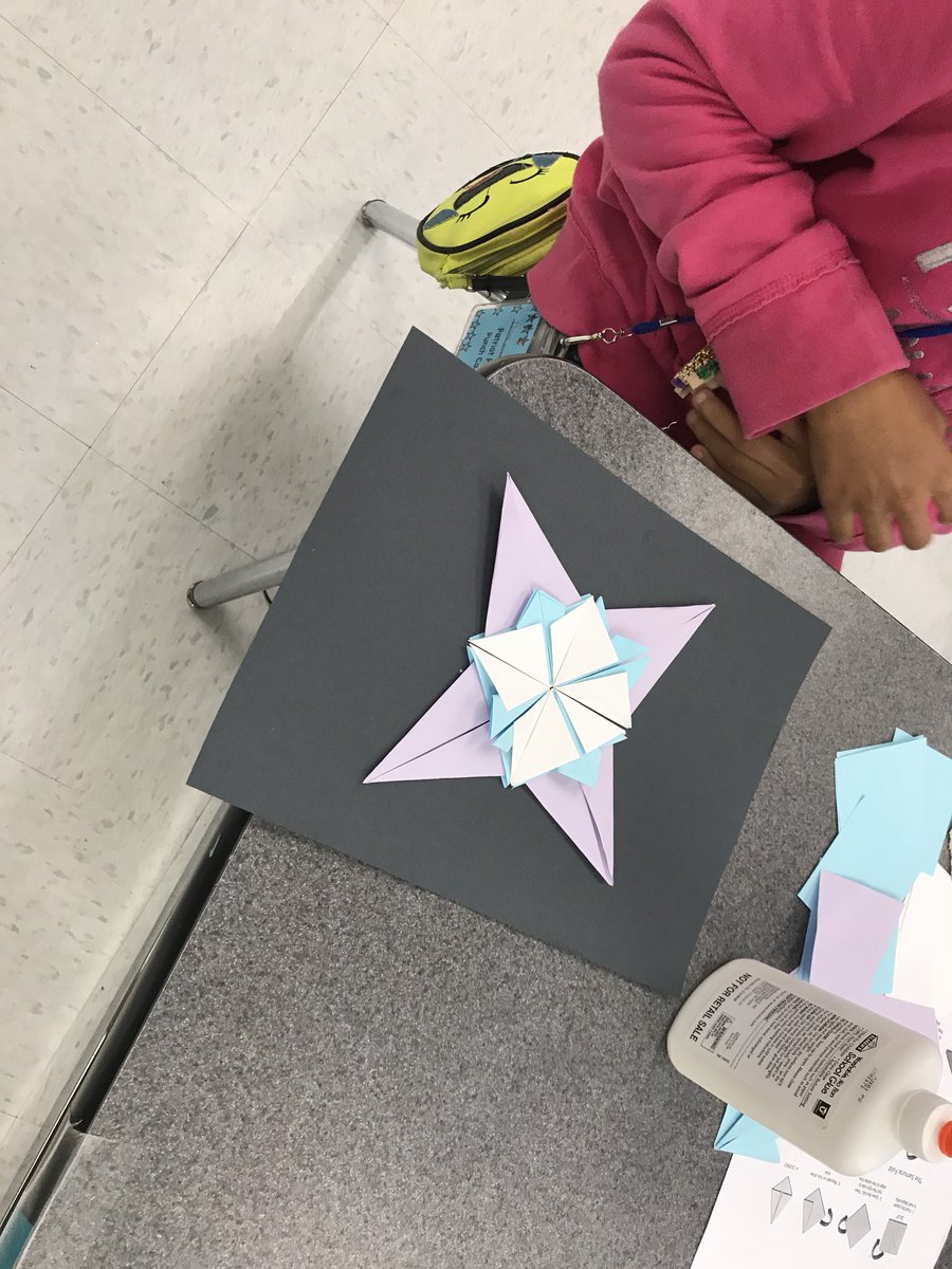 Origami “Snowflake” radial symmetry in Art Class today!  <a href="/stespatriots/">STESPatriots</a>