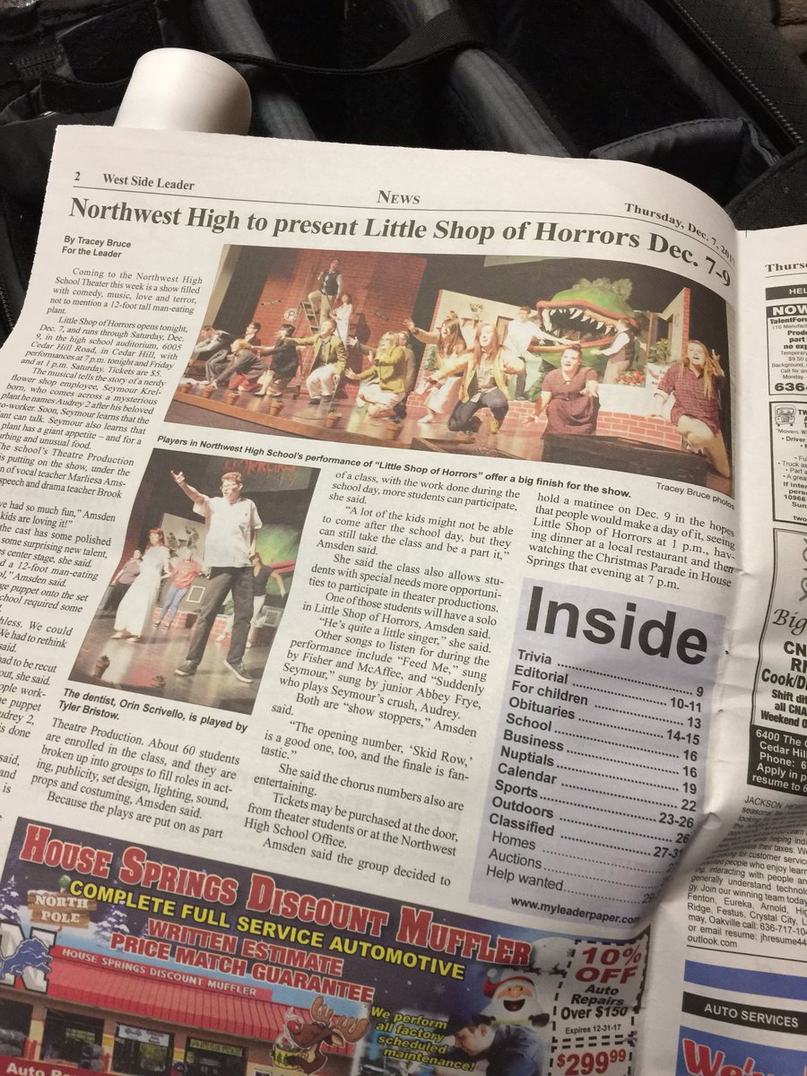 CheapSeatsPhoto's tweet photo. If you love musicals this is your wknd!  @NHSChoir_Sing is putting on #LittleShopOfHorrors &amp; I hear it’s AMAZING! @MrsRigdon &amp; are gonna try to make it out! @NORTHWEST_LIONS @RussellSnell1 https://t.co/fbQ0FnwUPa