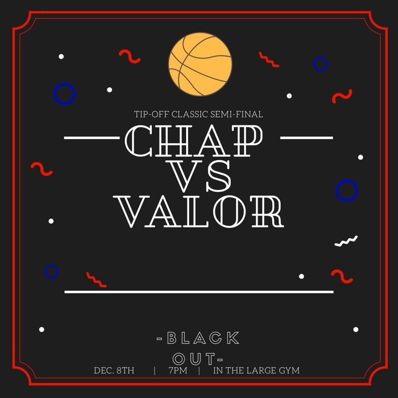 ChapRBCrew's tweet image. TONIGHT! Our Chap boy's basketball takes on Valor at 7pm in the large gym! It's a BLACK OUT!⚫️⬛️👁‍🗨 #DefendTheDen #WinterIsComing