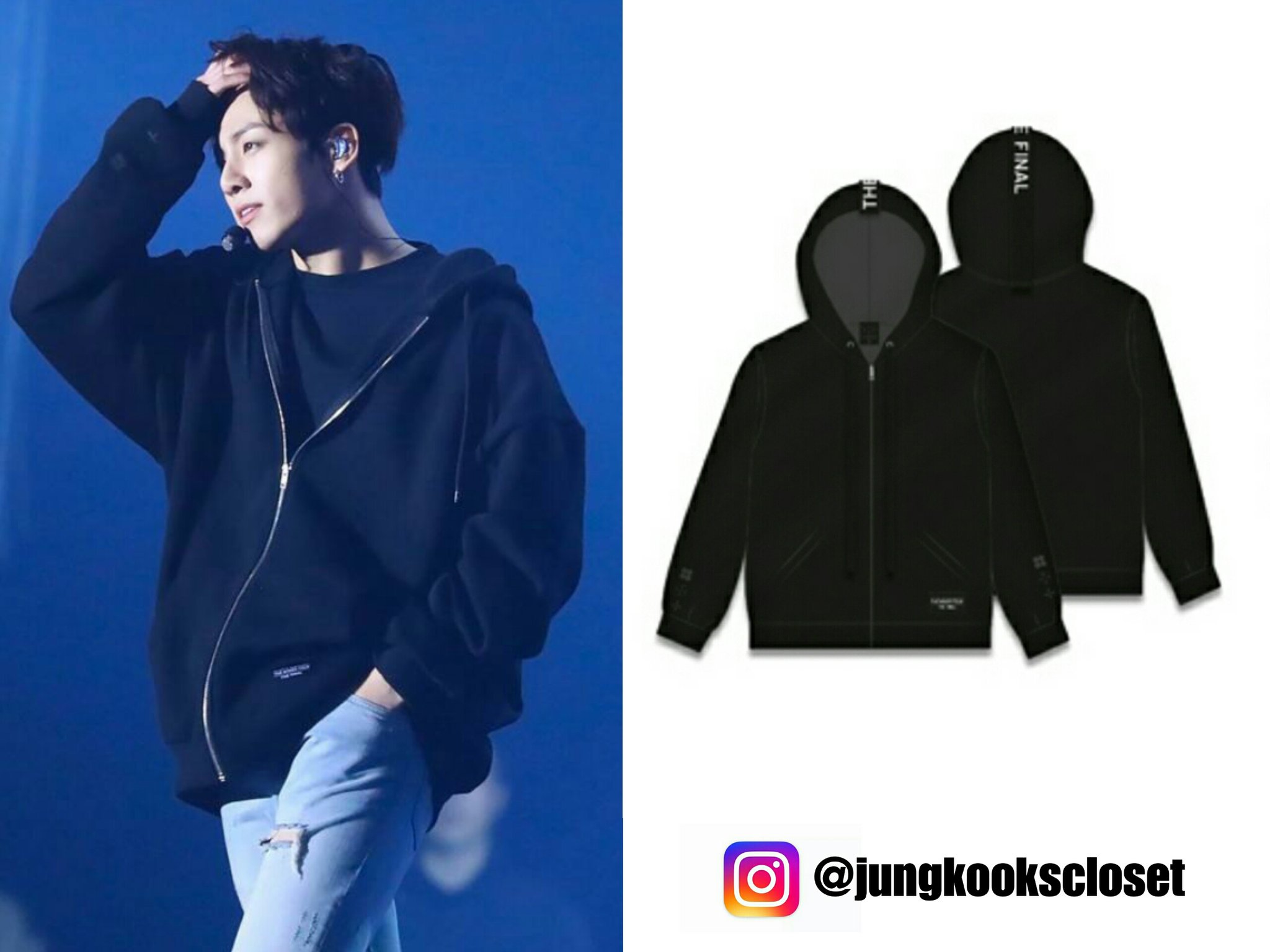 Jungkook's Closet on X: Jungkook wearing BTS x Official Wings Tour The  Final Hoodie $84  / X