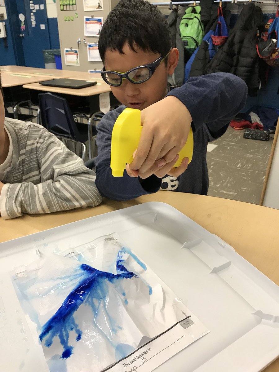 We had a #FunFriday watching it “rain” on our landforms from an aerial view! #Edison12Days 🗻🌧
