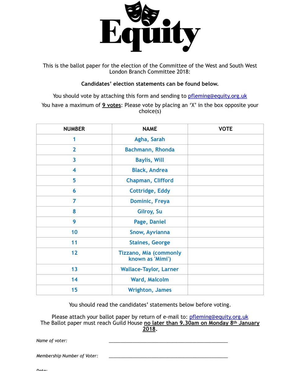 danielpageactor's tweet photo. Just voted in @EquityWSWLondon #CommiteeElection......If you are a member of the Branch whoever you like please just vote.....
Emails should have been received today.
Some great candidates for a brilliant branch...
#SupportYourCommiteeByVoting https://t.co/NhUDFtOPwt