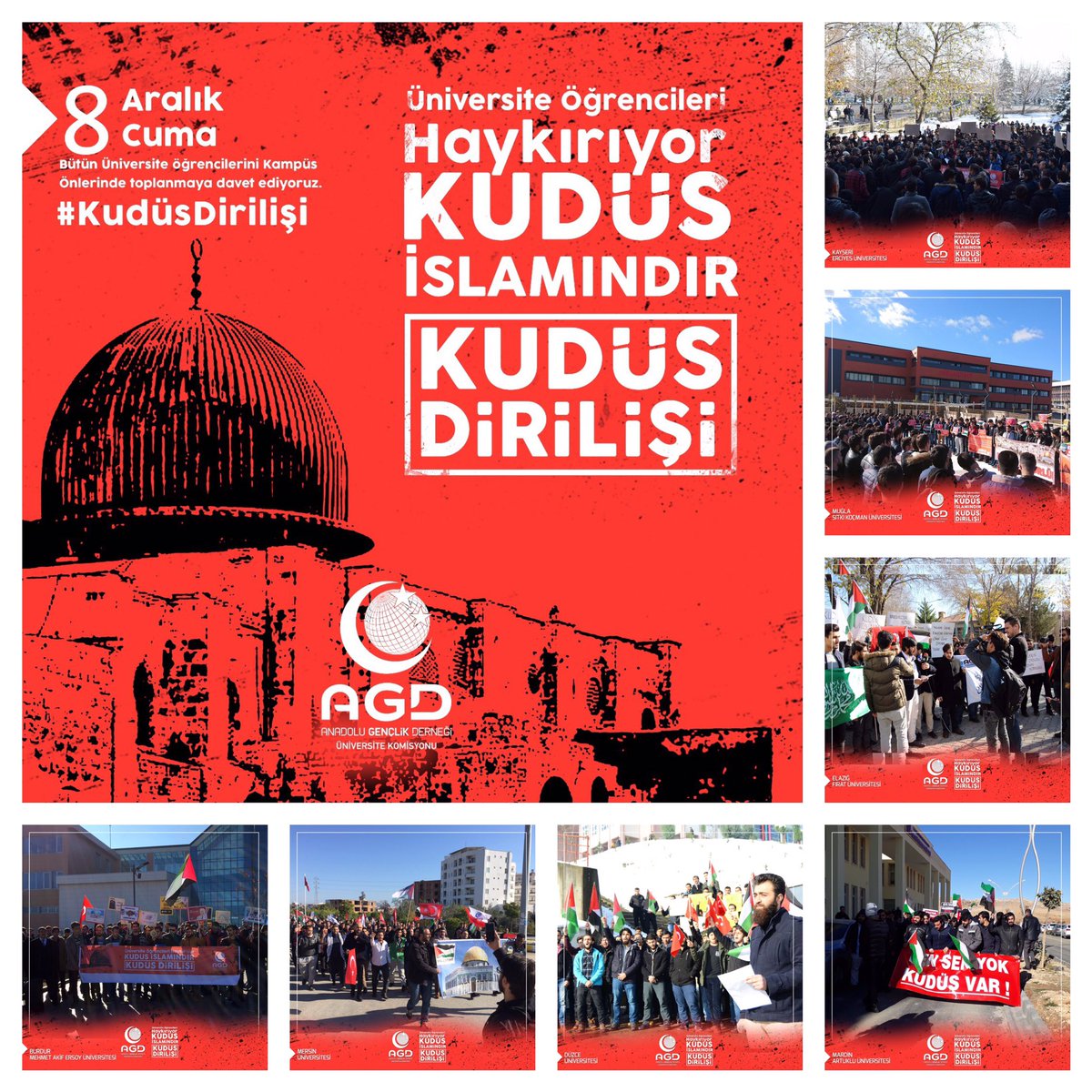 omerfarukyaz's tweet image. Bugün Türkiye&apos;nin dört bir yanında kampüslerde Kudüs Dirilişi eylemlerimizi gerçekleştirdik.
AGD Üniversite Teşkilatlarımızın bu gayretleri inşaallah Gazze&apos;deki İntifadaya güç katacaktır.