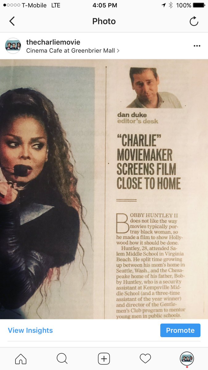 LeCharlieMovie's tweet photo. #thecharliemovie article in the #virginiapilot as @janetjackson looks on. We are so excited for our screening in Chesapeake this Sunday 5pm cinema cafe Greenbrier Mall #independentfilm #BlackGirlMagic  #comedyfilm #dramafilm https://t.co/kX0OpVF2HN