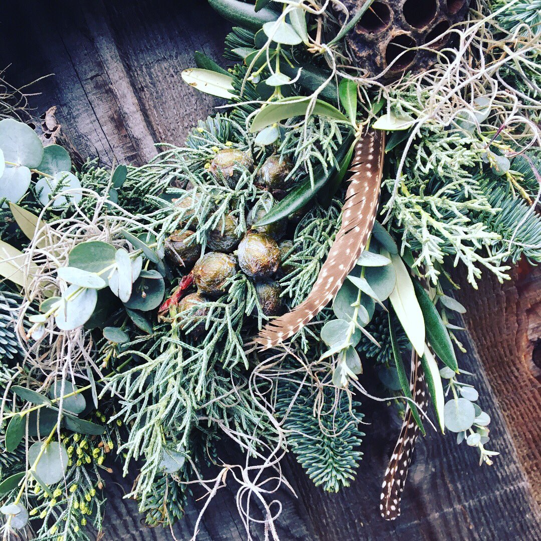 LullahBelleUK's tweet photo. The first batch of Christmas wreaths on sale at @stroudbrewery. More on the way, if you fancy something more jolly than feathers and Spanish moss let me know! https://t.co/GzDWLRkYeS
