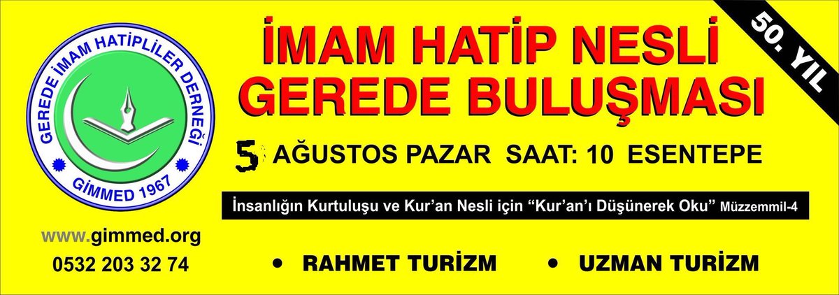 GeReDePlatformu's tweet image. #GeredeİmamHatipliler 50.YIL #ANKARABuluşması 10Aralık2017Saat10 Yer: ONDERiHLankara TANDOĞAN  Mebusevleri Camii Ayten Sk.21 @GeredeiHL 
05322033274

#İstanbulBuluşması 17AralıkSaat10 KağıthaneMüftülüğü @OnderGerede  

51.yıl GeREDE buluşması 5 agustos2018
