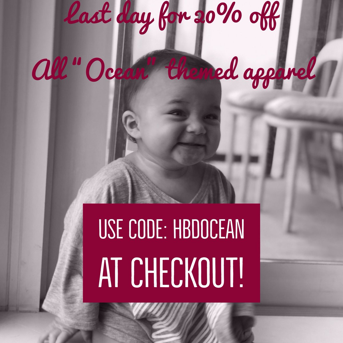 Last day for 20% off all “Ocean” themed apparel! Use code: HBDOcean at checkout!!!