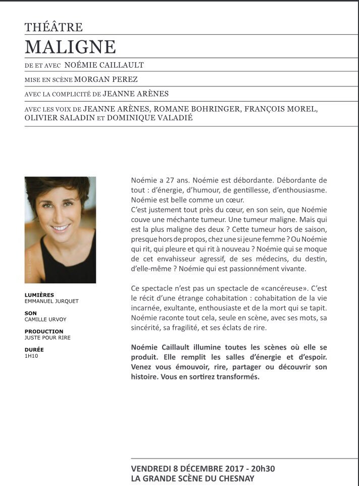 Étonnante <a href="/NoemieCaillault/">Noémie Caillault</a> ce soir à la Grande Scène du Chesnay @VilleduChesnay . Si touchante, si naturelle, si vraie ! Merci Noémie et Vive la Vie !