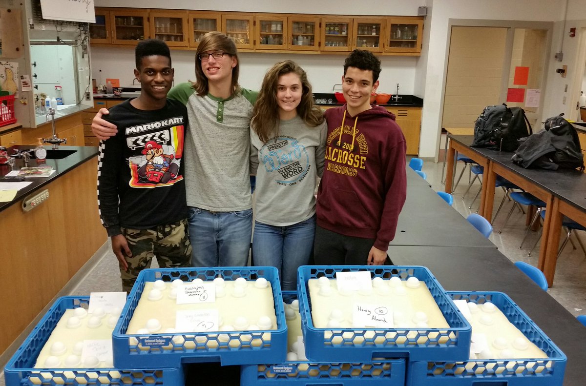 wnchem's tweet photo. Thanks to these 4 super AP chem students for helping to refine our recipe in our newest product: shower bombs!!! #ChemGems #WNsoapProject #AromaticShowers #ExpandOurProductLine https://t.co/Xk0nedLI5j
