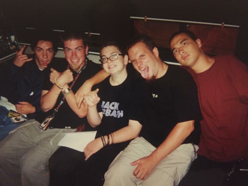 Taproot’s last day Ozzfest 2001 w Jack Osbourne.  Note that his shirt says “Jack Sabbath”! Dec 23 show tix here! ticketweb.com/event/taproot-…