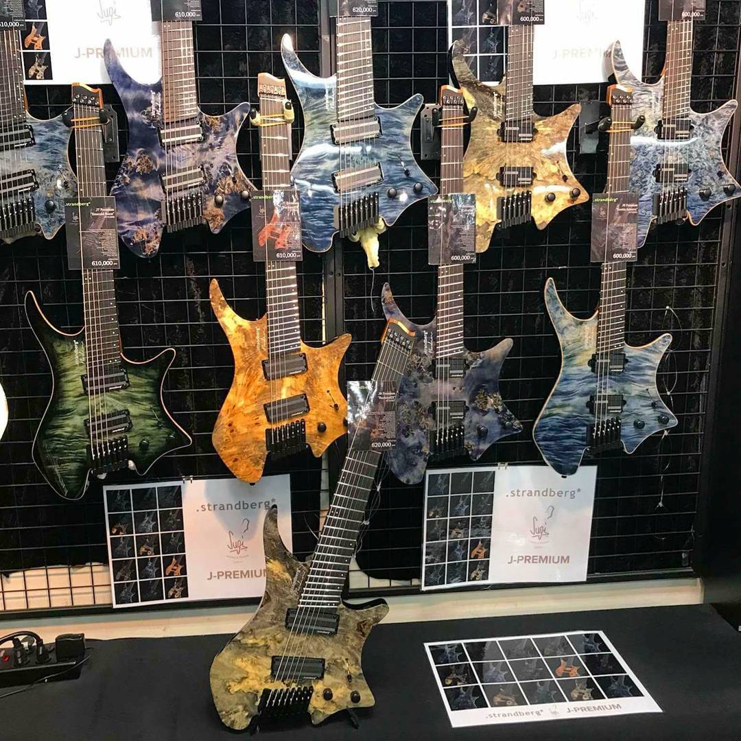 strandbergGuit's tweet photo. Prepare your eyes for a treat! Here's the .strandberg* &amp; Sugi Guitars collaboration for our 10 year anniversary: J-Premiums! These beauties are on sale at Key Musicland, Shibuya! Pics by Christopher Hayes. #strandbergguitars #headlessguitars #jpremium #goheadless https://t.co/9xXx6d1Oj8