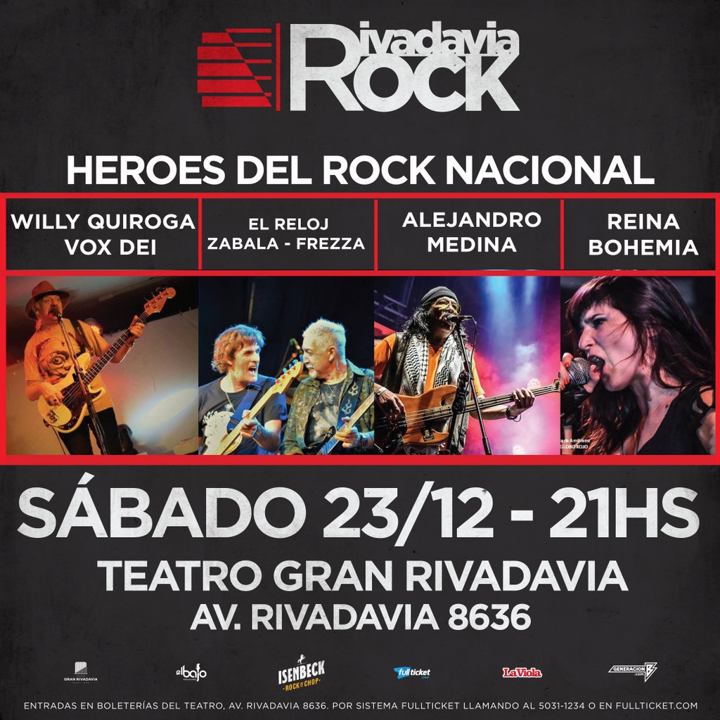 En <a href="/RivadaviaRock/">RivadaviaRock</a> las fiestas son rockeras, por eso el 23/12 hacemos la previa a navidad con todos los HÉROES DEL ROCK NACIONAL 😉  Sacá tu entrada enhttps://buff.ly/2kvCLSq