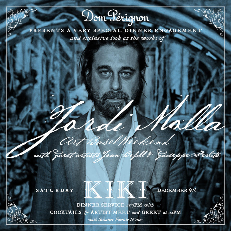 KIKI is proud to present an exhibition from your favorite #BadBoy Jordi Mollà, sponsored by #DomPerignon, on Saturday, Dec 9th. Make your reservations on our site now. bit.ly/2Bqx3o4 #KikiOnTheRiver