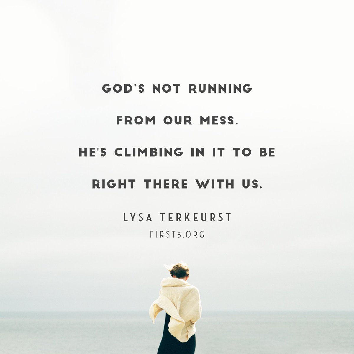 LysaTerKeurst's tweet photo. God's not running from our mess. He's climbing in it to be right there with us. And with His presence comes peace. Yes. The Lord is near. And we are safe. https://t.co/rIhHJao9uO
