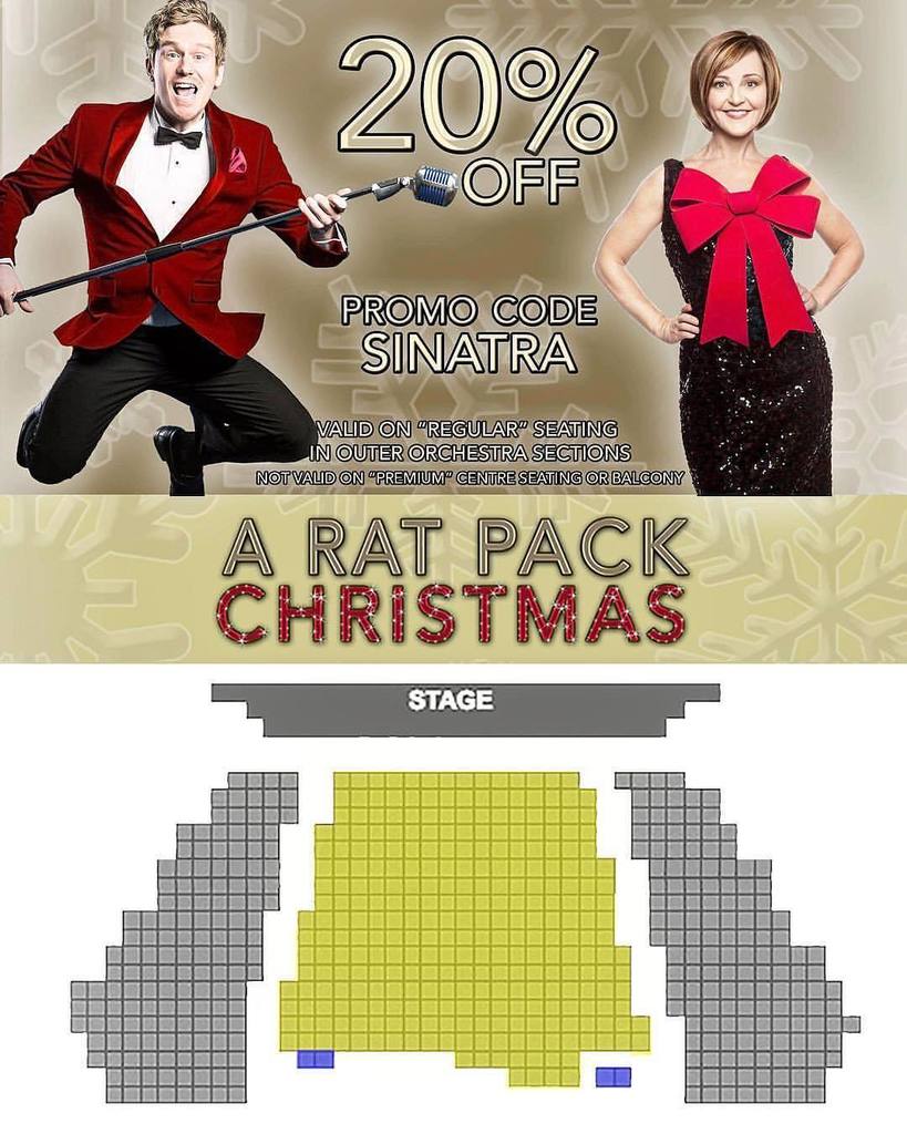 halifaxnoise's tweet image. USE PROMOCODE “SINATRA” for 20% OFF.
from @geordiebrown — 20% OFF! Regular outer orchestra seating (shown in grey) to A Rat Pack Christmas with Geordie Brown &amp;amp; Heather Rankin ! Use promo code “SINATRA” at checkout ! Not valid in centre orchestra or balco… ift.tt/2BlpB1x
