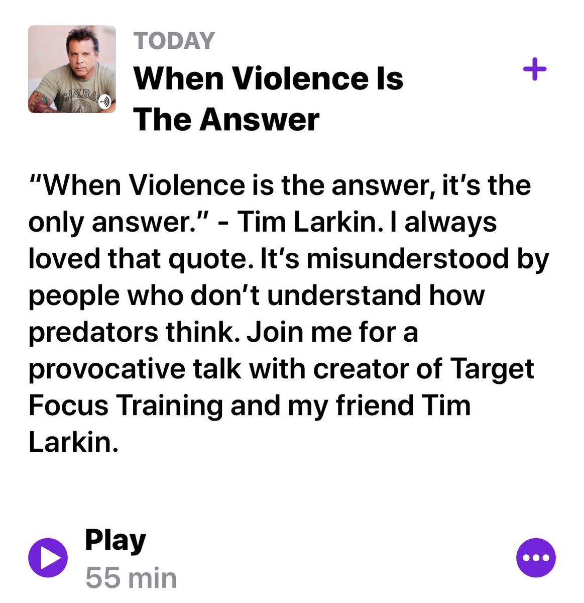 CrossFitDefense's tweet photo. “When Violence is the answer”. New episode of the #knowfear podcast featuring @TFTTimLarkin 

https://t.co/gXgNNqkjSO https://t.co/Asz9wRNO6R