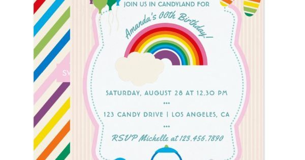 toddie time on twitter rainbow candy birthday party invitation