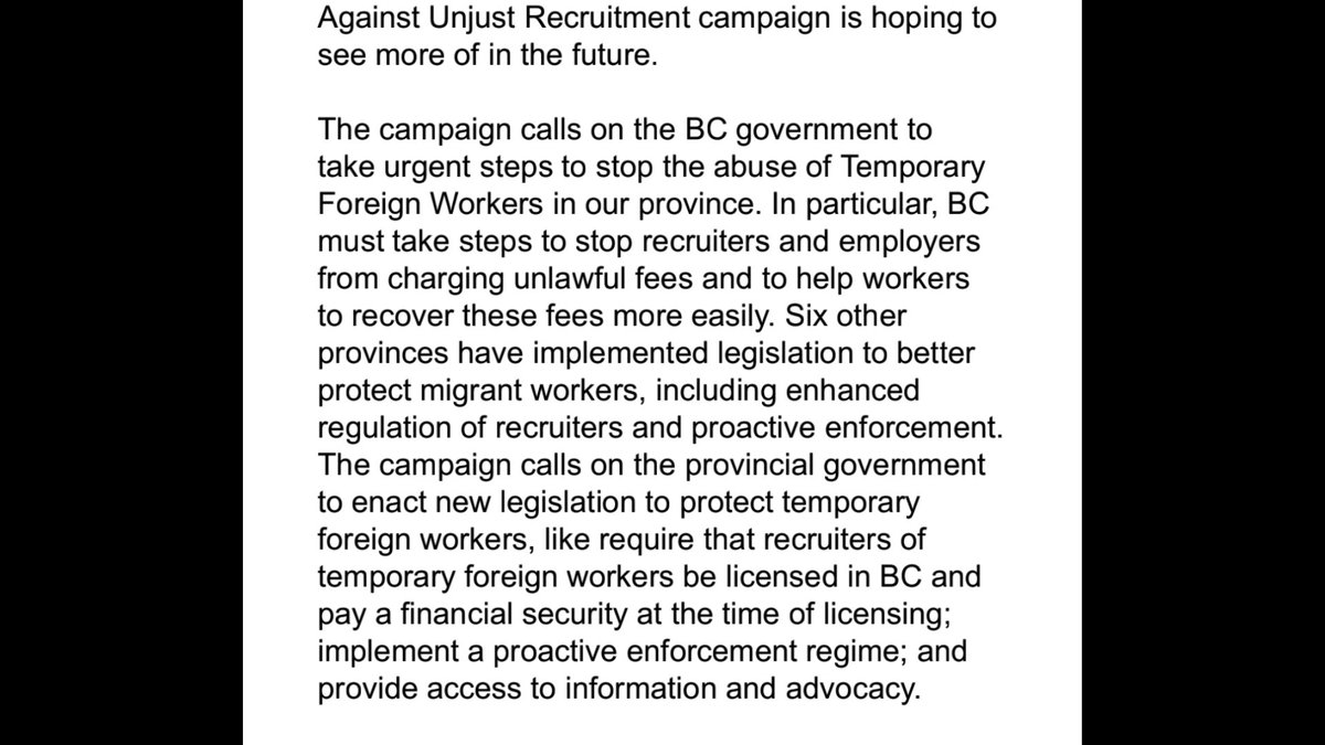 RisingUp_bc's tweet photo. Here's our Press Release about an Employment Standards Branch Determination regarding a migrant worker's recruitment fees. Mr. Shafy paid thousands to work in Canada only to find no job for him. Now he'll be getting his money back. #vanpoli #bcpoli #bclab #canlab #cdnimm https://t.co/HeAvXlHLfD