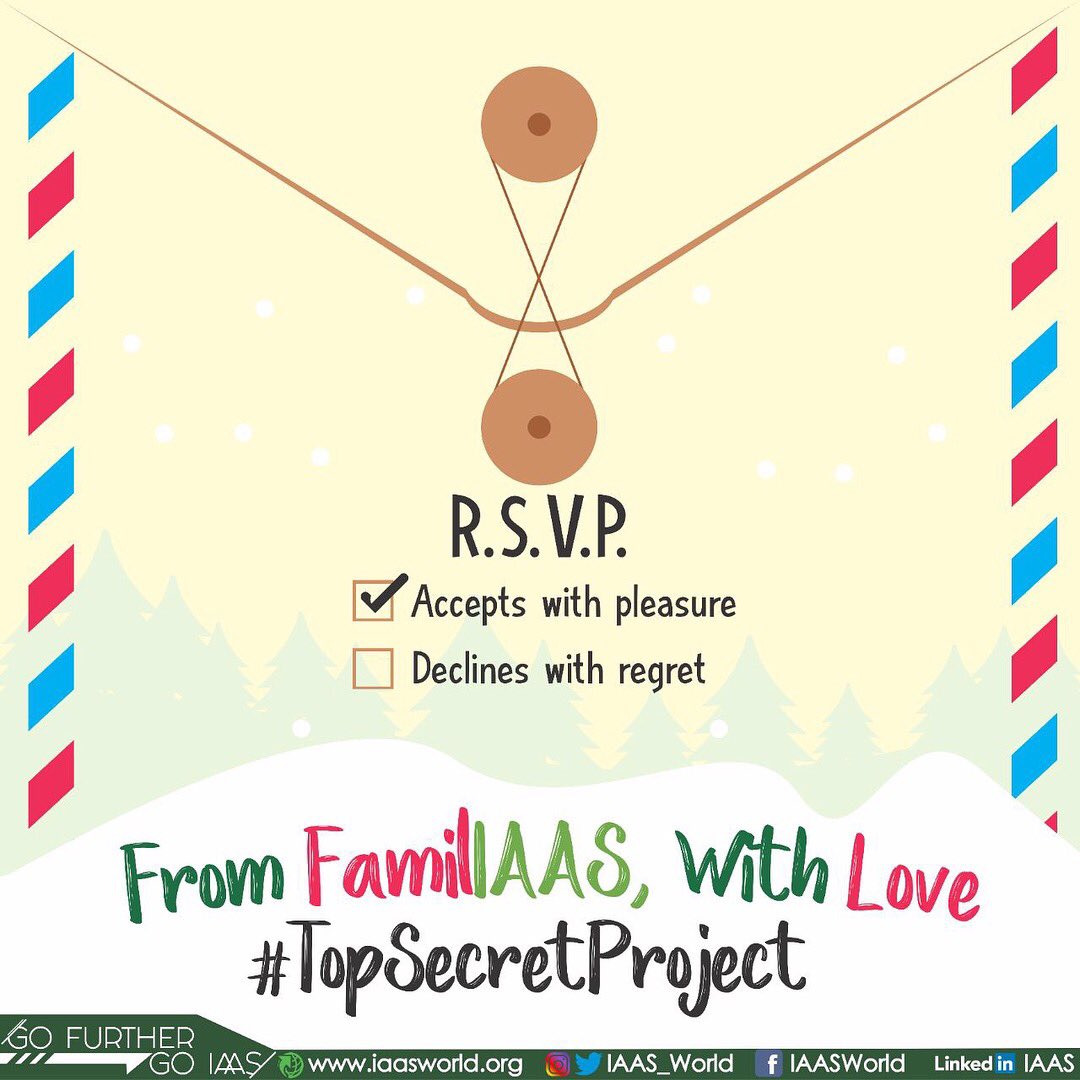 IAAS_World's tweet photo. Dear IAASers!
Thank you for making 2017 extra special and sharing your moments with us! This Holiday Season, family is all you need.
With the end of the year approaching,
We invite every #LocalCommittee to send each other the gift of gratitude! https://t.co/PSiwJCGS71