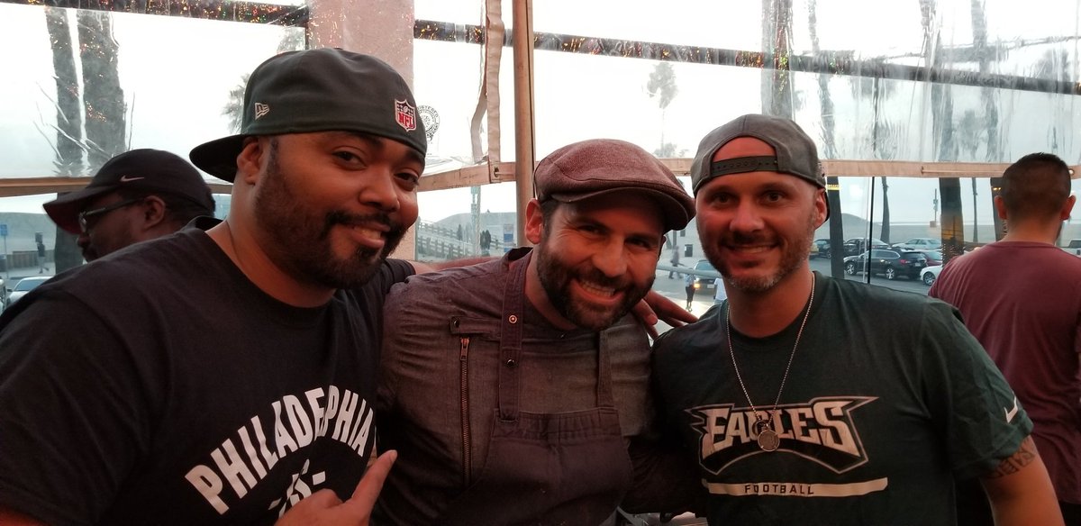 EagleSessions's tweet photo. When Philly's own @Calidelphia blesses you with an authentic Philly cheese steak all the way on the west coast @venicewhalers   ! #FlyEaglesFly https://t.co/D7Z44CXono