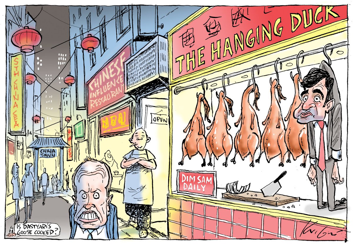 Gato188's tweet photo. #auspol When an exhibition eventually is held of all the scathing exposure of #ShanghaiSam’s #ChineseTakeaway scandal, this great toon by #MarkKnight (HS, 9Dec2017), deserves prominent display. #DimSam #SenatorDastardly #DastardlyDeeds #LaborsMess #Liebor #BillsDills #BillsShills https://t.co/A7XF3Qudc0
