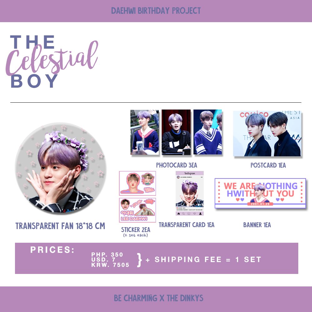 CHOUCHOUS_'s tweet photo. จะปิดวันนี้แล้วน้า
[GO] The Celestial Boy : A Birthday Project for Lee Daehwi by @THEDINKYS &amp; @_beCHARMING_:  โปรเจควันเกิดให้แดฮวี ราคาเซ็ทละ 300 บาท ค่าส่งลทบ 40 / EMS 60 (รวมทุกอย่างแล้วไม่เก็บเพิ่ม) ปิดวันที่ 09/12 (18.00) สั่งซื้อ 👉 https://t.co/me9hJQOMBr
#ตลาดนัดWANNAONE https://t.co/89oUF1jLkB