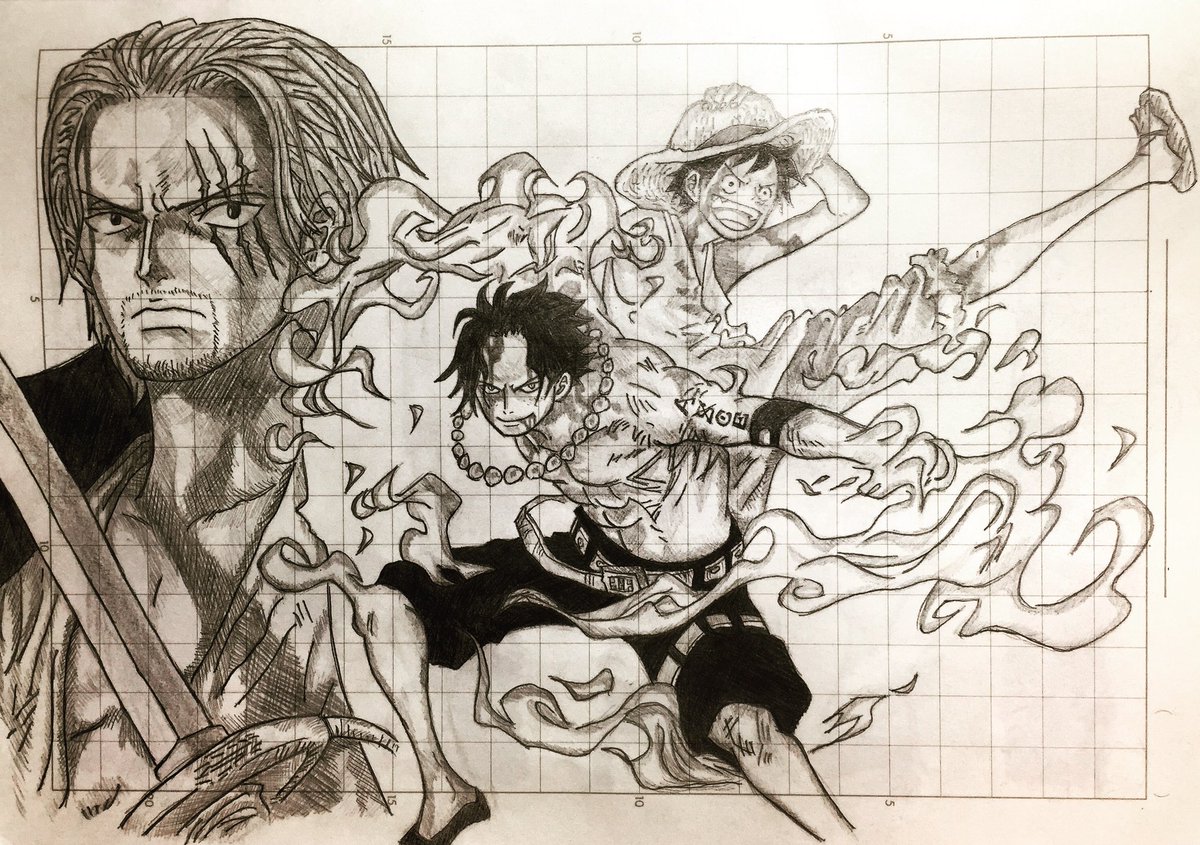 Libro Twitterren ルフィ エース シャンクス 麦わら 火拳 赤髪 マリンフォード 頂上戦争 ワンピース Onepiece 絵描きさんと繋がりたい アナログ絵描きさんと繋がりたい