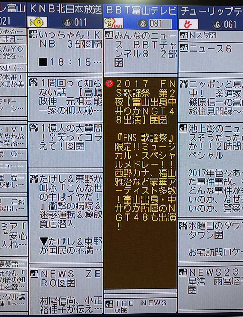 わた Twitterren 12月13日の Fns歌謡祭 第2夜を録画予約しようと番組表見てみると タイトルに 富山 出身中井りかngt48出演 と 富山テレビ限定のタイトルなんかな 中井りかさんが富山県で認知され人気者になりますように Ngt48 中井りか 富山県 T Co