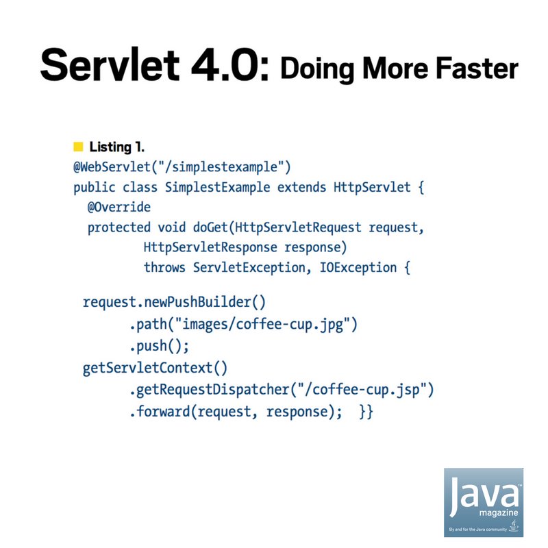 java's tweet image. A major new release of the Servlet API embraces the HTTP/2 protocol and anticipates resource requirements. #JavaEE8 

ora.cl/at4pz