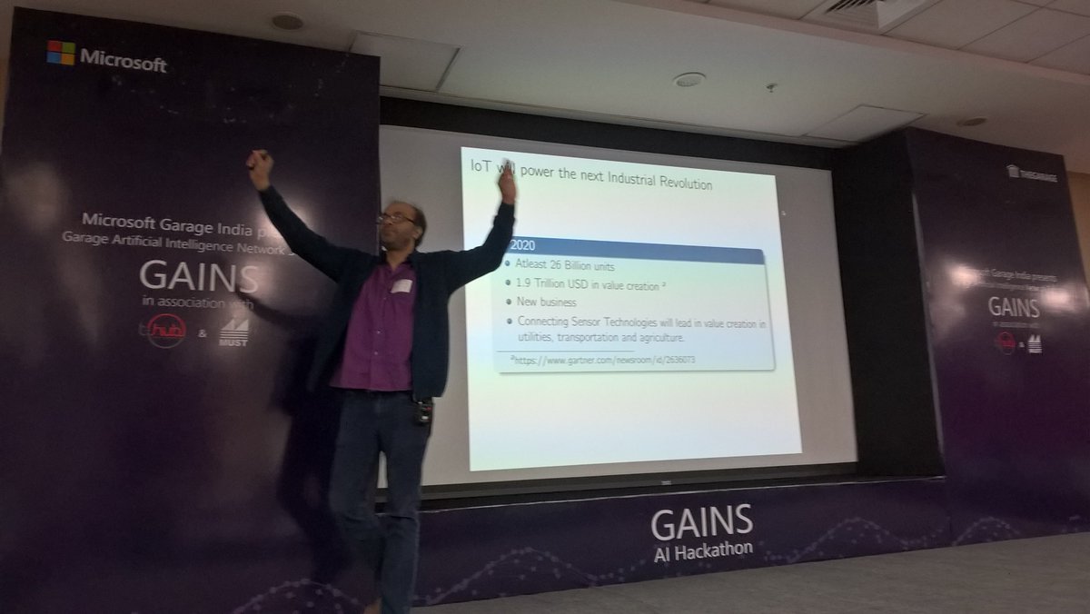 juheea's tweet image. IoT will power the next Industrial Revolution - Prof. Bhattacharya from IISC. #GarageHack @ReenaDayalYadav @MicrosoftIndia #AI