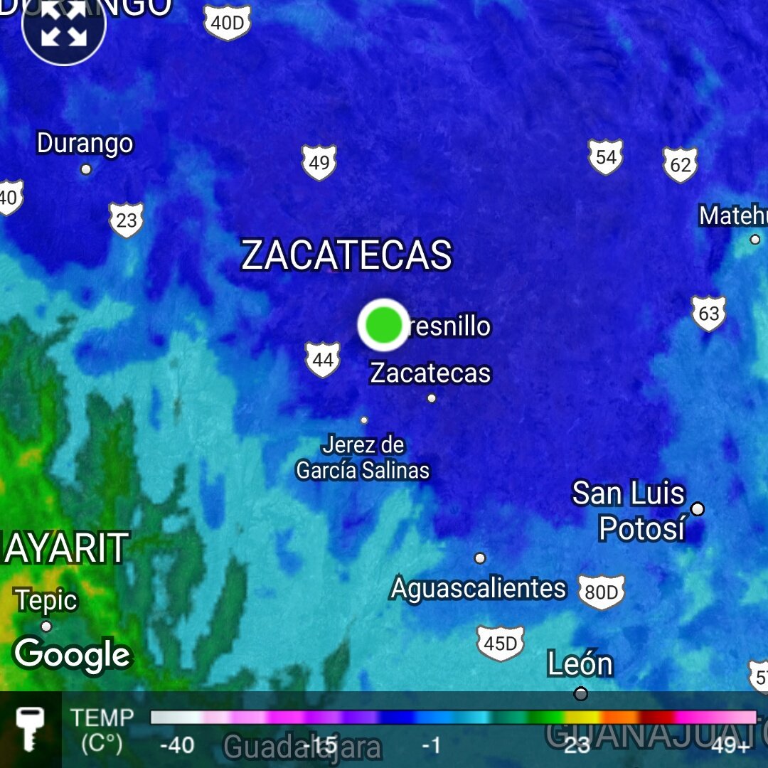 FresnilloMX's tweet photo. RT ⚠️ #ALERTA 23:30 Hrs. Continúa descenso en la temperatura. #FLLO: Temperatura - 6°C, Sensación térmica -11°C, humedad 80% y viento a 11 km/h.
Comunidades: Ábrego -7.7°C, Emancipación -8.4°C, Pardillo III -8.9°C y Rancho Grande -7.0°C. https://t.co/5xc3xDkb1O