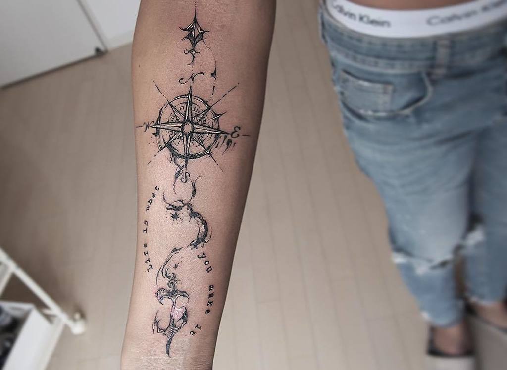 くろこ コンパス お疲れさまでした ˊᵕˋ Art Tattoo Ink Blackandgrey Compass Compasstattoo Anchor タトゥー 大阪 彫師 女性彫師 T Co Mmzkxkh4vx T Co R4th2o6uq7